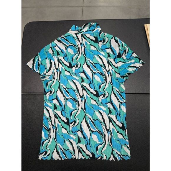 Violet & Claire Button Up Blue Stretch Blouse Abstract Print Top Women's Extra L - Picture 2 of 5